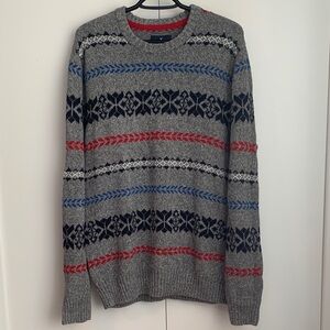 American Eagle 🦅 Cozy Cabin Fairisle Gray Multicolour Cotton Sweater Size XL